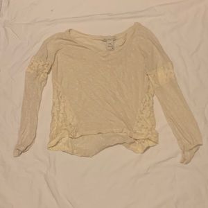 Cream Long Sleeve Lace Shirt